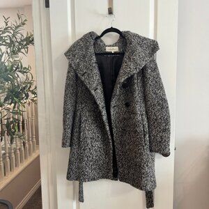 Calvin Klein Textured Hooded Coat – Grey/Black – Size 2